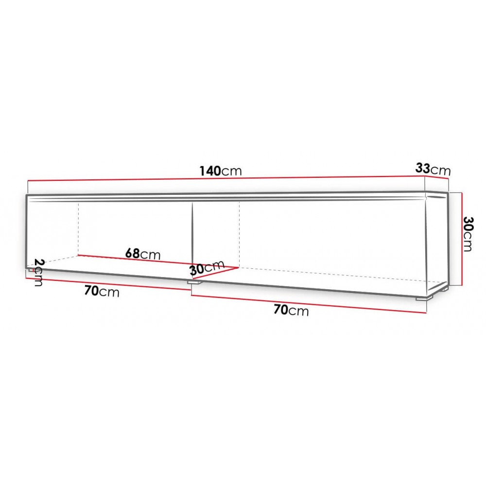 Έπιπλο τηλεόρασης Alone-Mauro-Μήκος: 140 εκ.