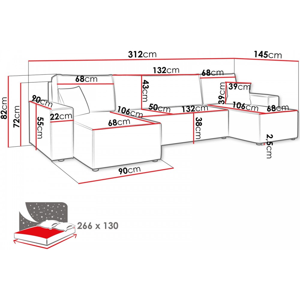 Γωνιακός καναπές Karla U-Mple Skouro