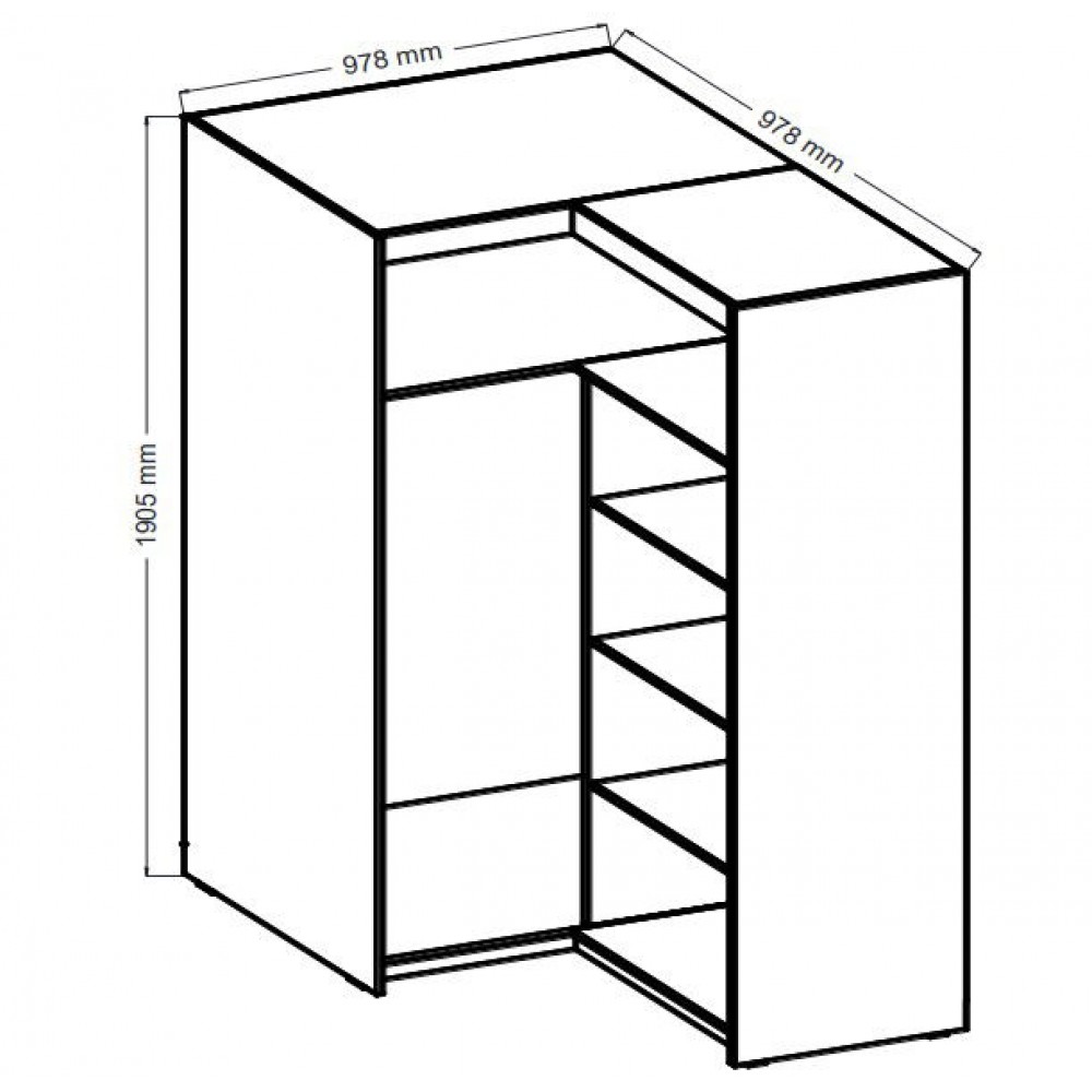 Ντουλάπα Ester γωνιακή-Lefkas Oak