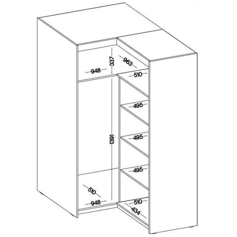 Ντουλάπα Ester γωνιακή-Lefkas Oak