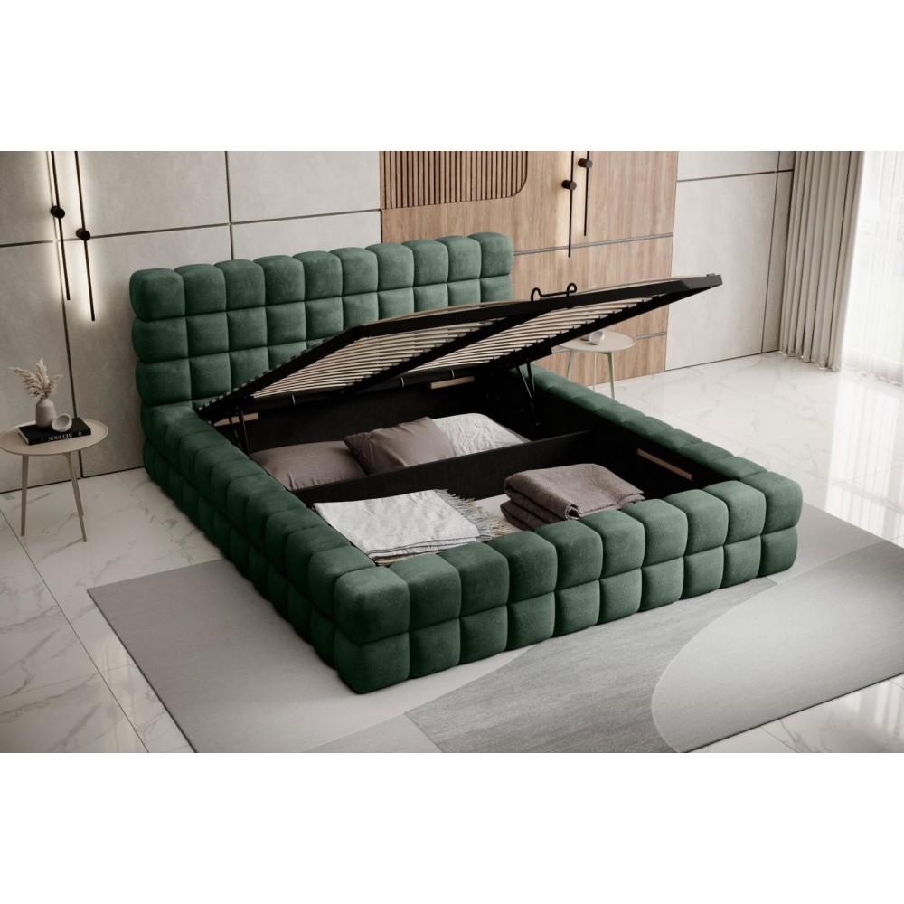 Επενδυμένο κρεβάτι Dagmar-Prasino-180 x 200