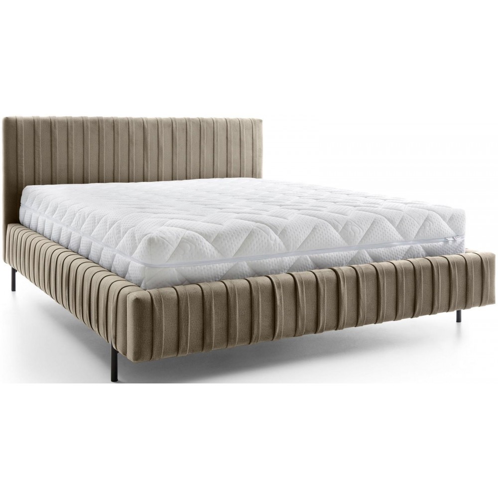 Επενδυμένο κρεβάτι Prallo-Ekrou-160 x 200