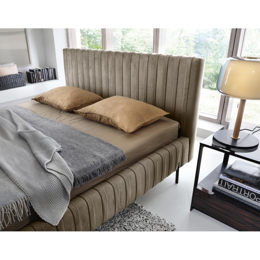 Επενδυμένο κρεβάτι Prallo-Ekrou-160 x 200