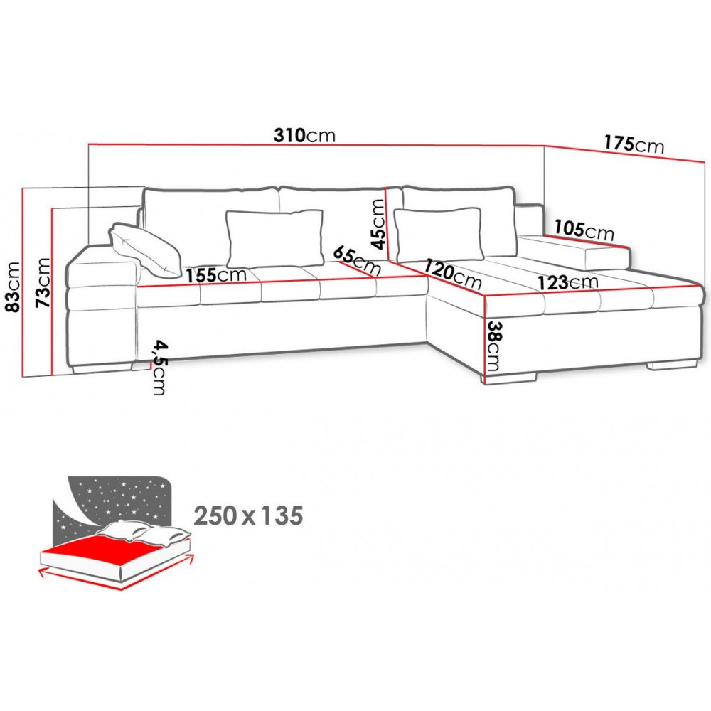 Γωνιακός καναπές Bangkok-Gkri-Αριστερή