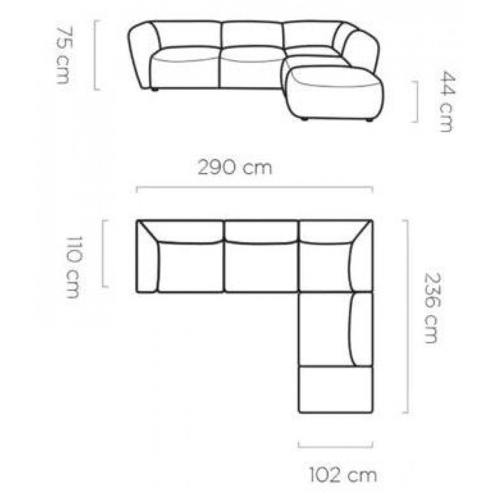 Γωνιακός καναπές Canada L-Krem-Δεξιά