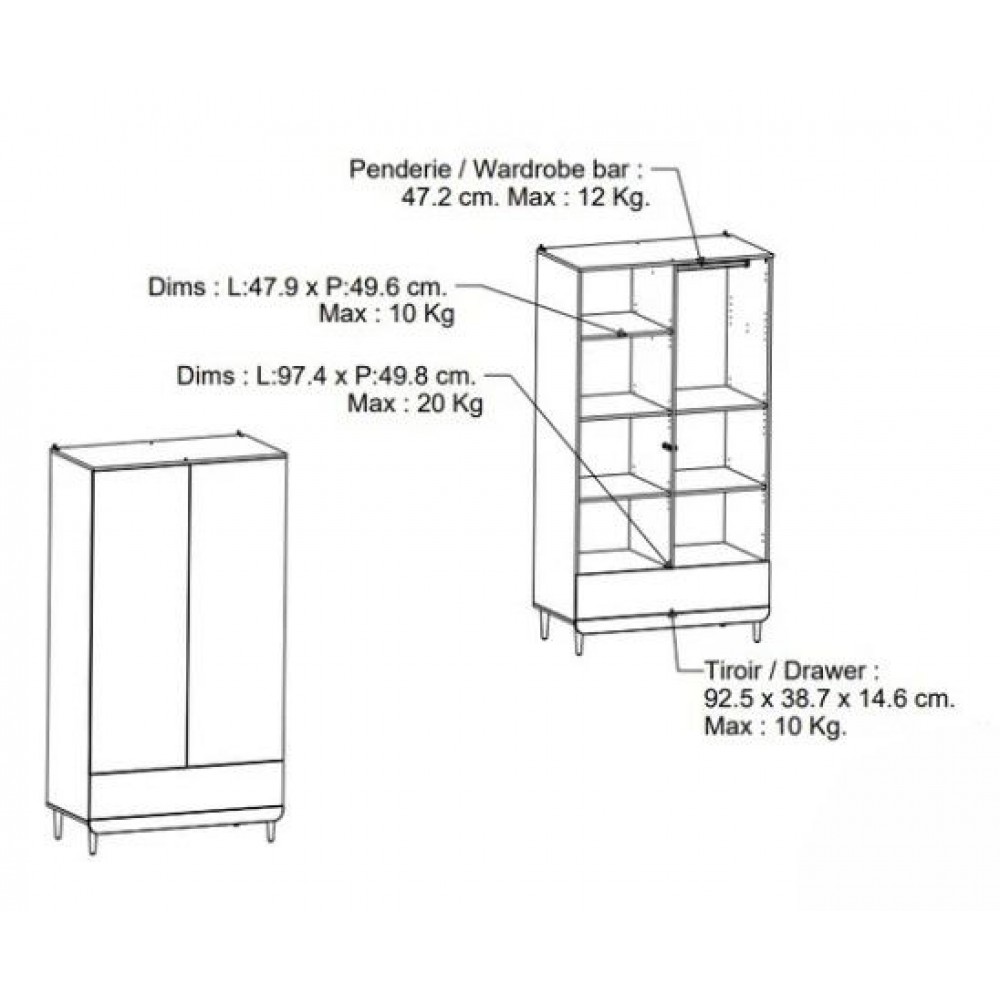 Ντουλάπα Scandi δίφυλλη