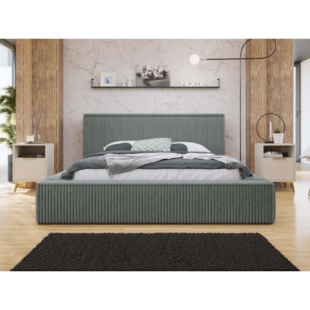 Επενδυμένο κρεβάτι Plexi-Gkri-Anthraki-160 x 200