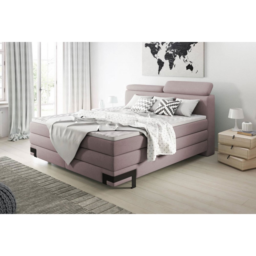 Επενδυμένο κρεβάτι Kayak με στρώμα και ανώστρωμα-Roz-140 x 200