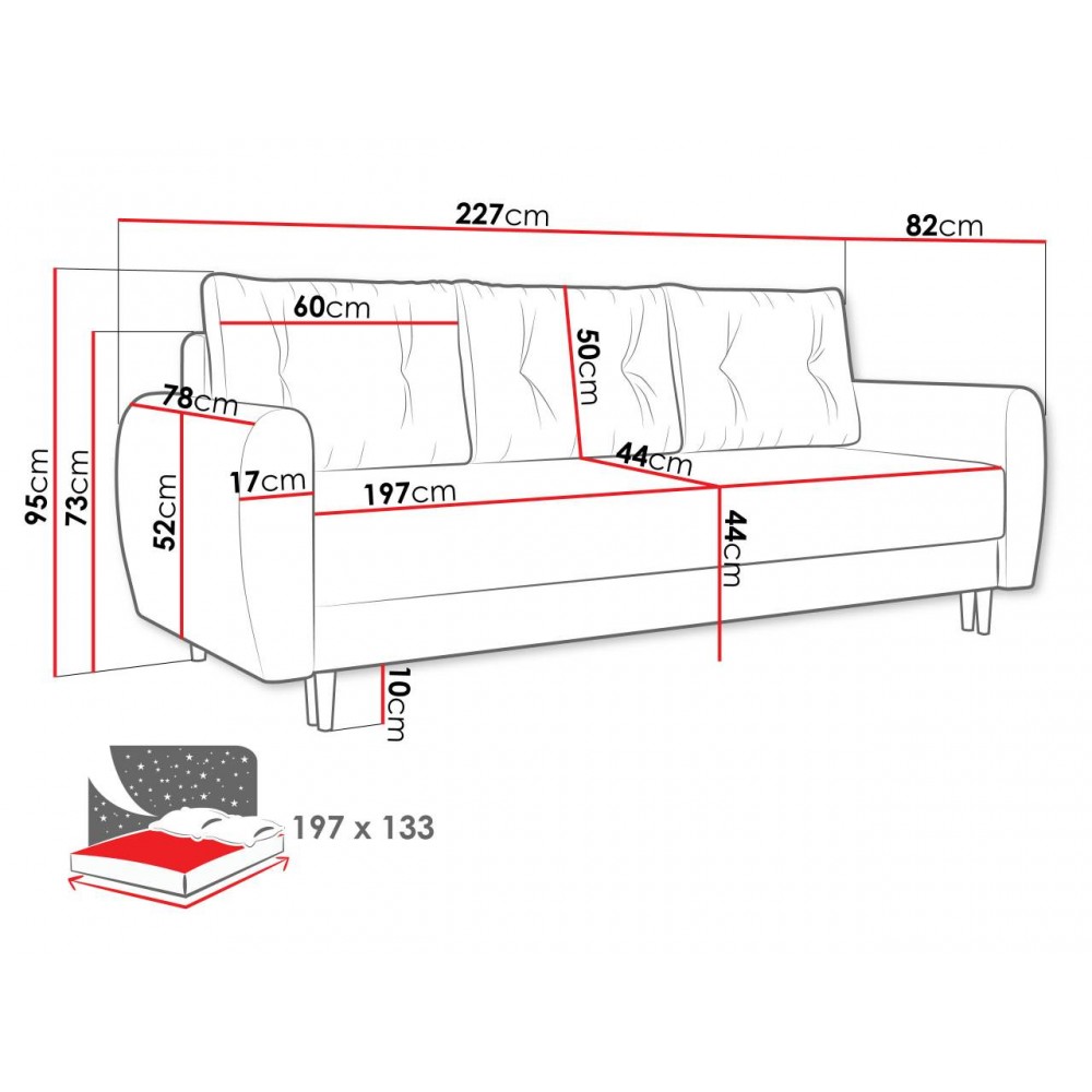 Καναπές - κρεβάτι Dream τριθέσιος-Anthraki