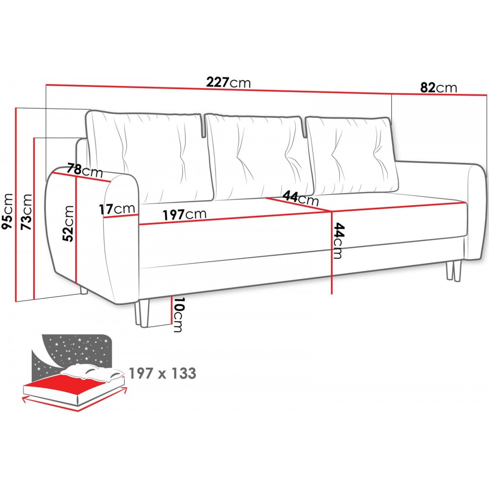 Καναπές - κρεβάτι Dream τριθέσιος-Ekrou