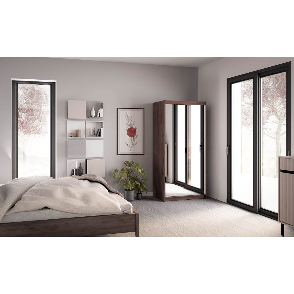 Ντουλάπα Ester 2D δίφυλλη-Lefkas Oak