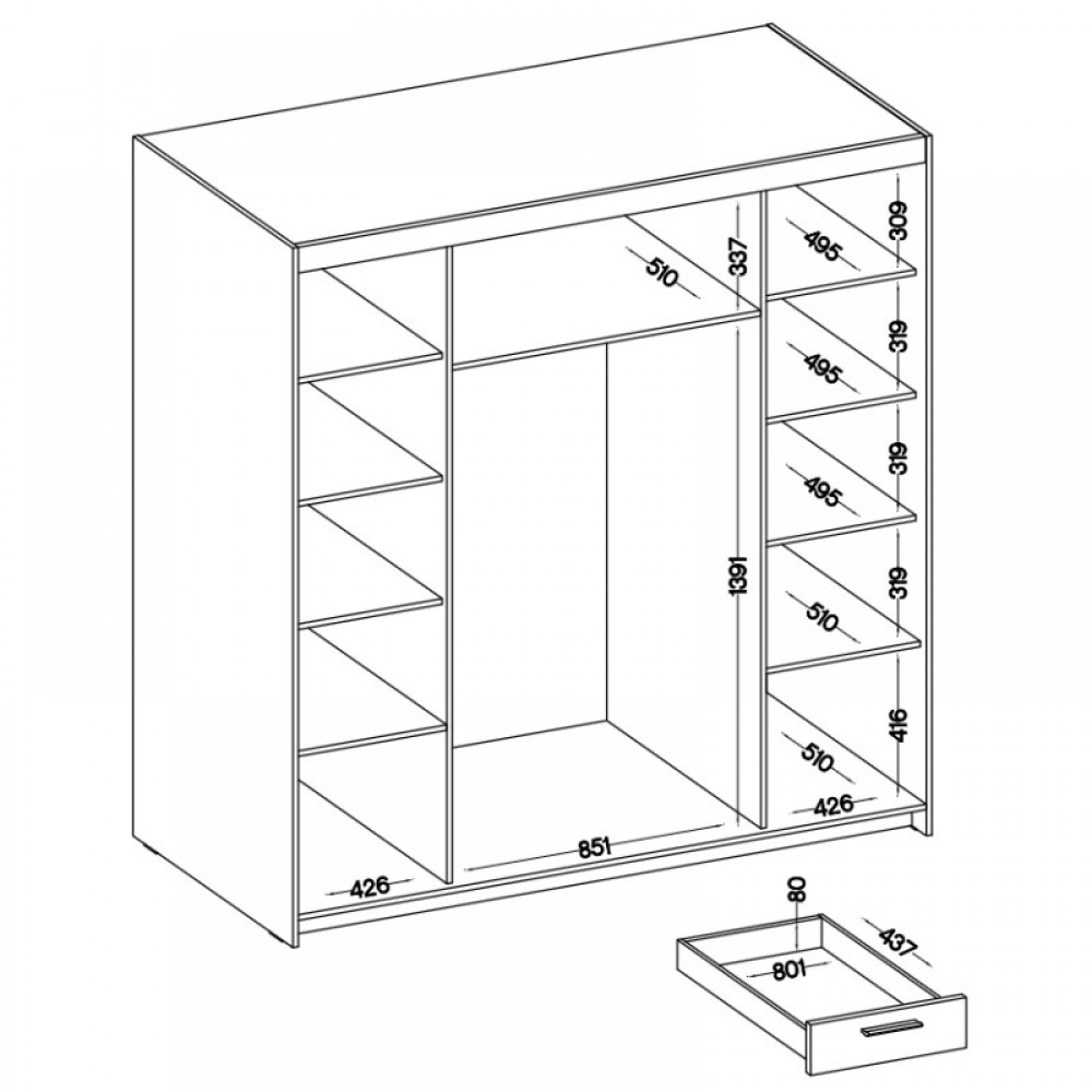 Ντουλάπα Ester 4D6S τετράφυλλη-Leuko