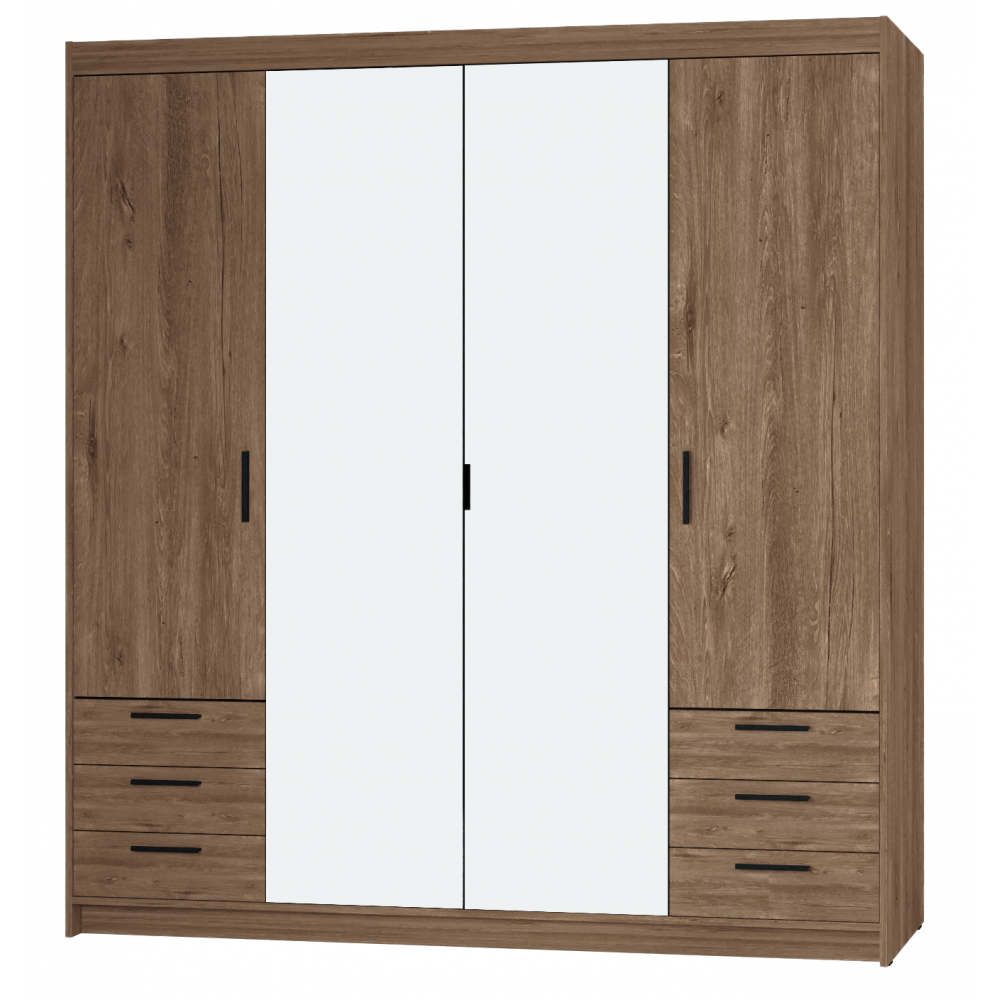 Ντουλάπα Ester 4D6S τετράφυλλη-Lefkas Oak