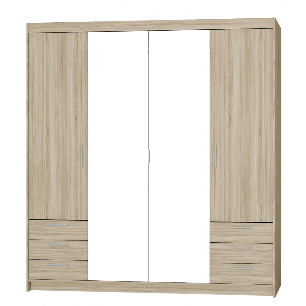 Ντουλάπα Ester 4D6S τετράφυλλη-Sonoma Oak