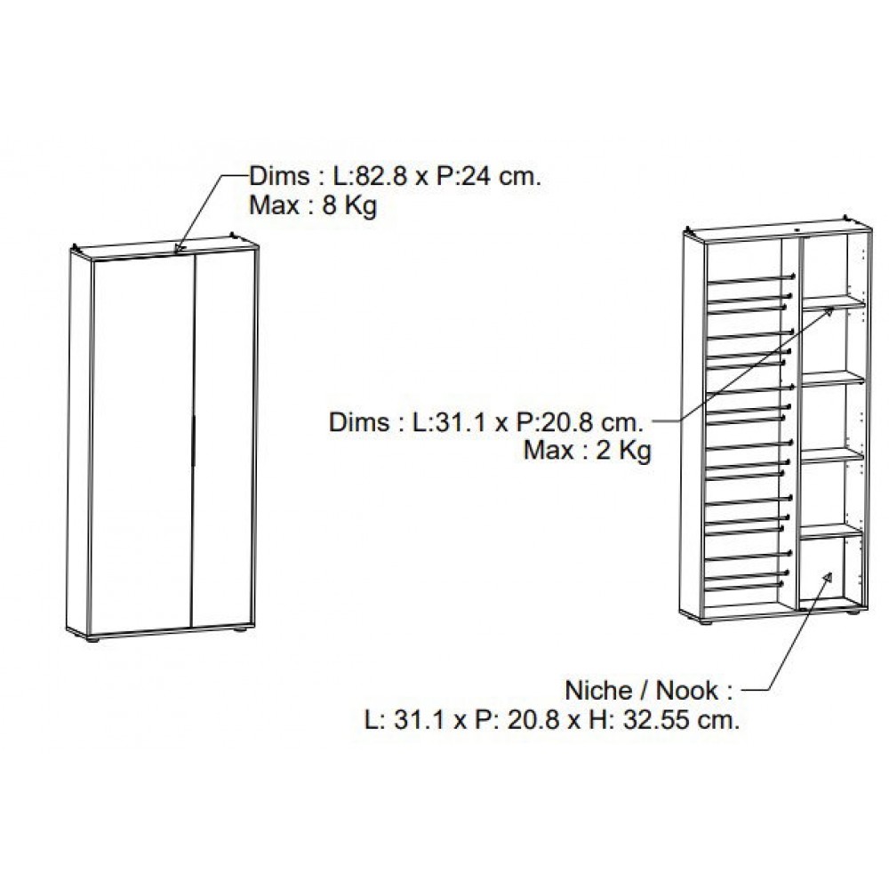 Έπιπλο υποδοχής Mila 82.8x23.9x178.4