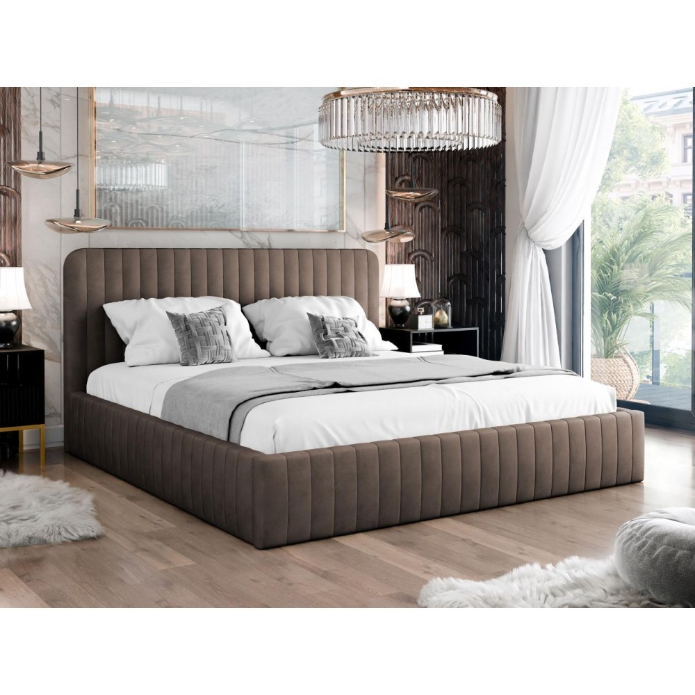 Επενδυμένο κρεβάτι Caniko-Kafe-160 x 200 εκ.