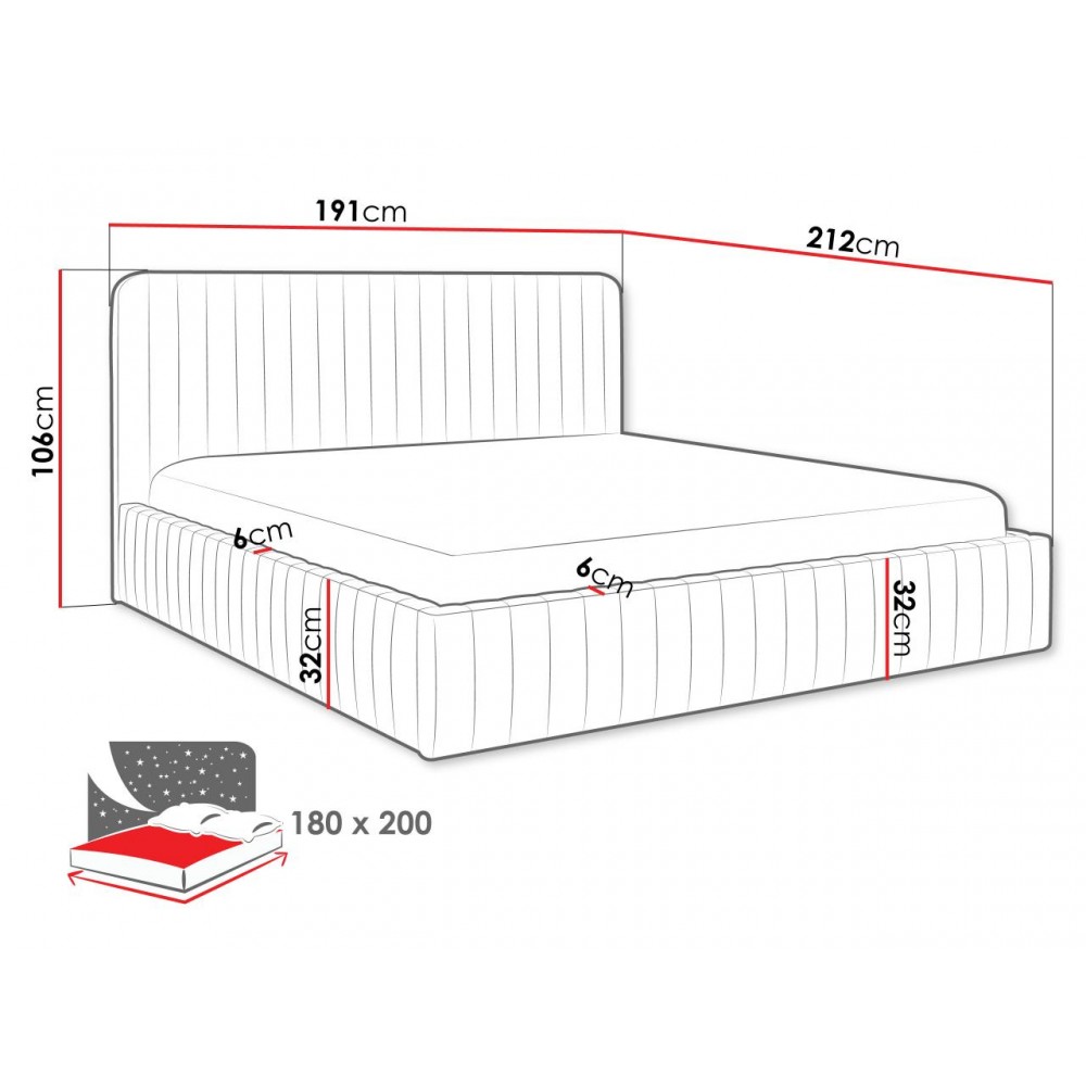 Επενδυμένο κρεβάτι Caniko-Kafe-180 x 200 εκ.