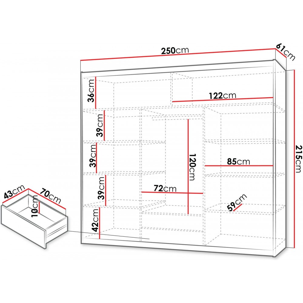 Ντουλάπα συρόμενη Lizbona II-Sonoma