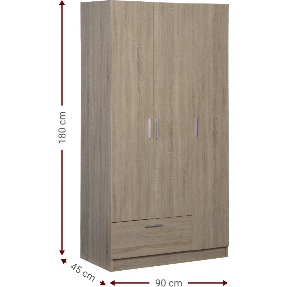 Ντουλάπα Wilson 3DS τρίφυλλη-Fusiko 90x45x180