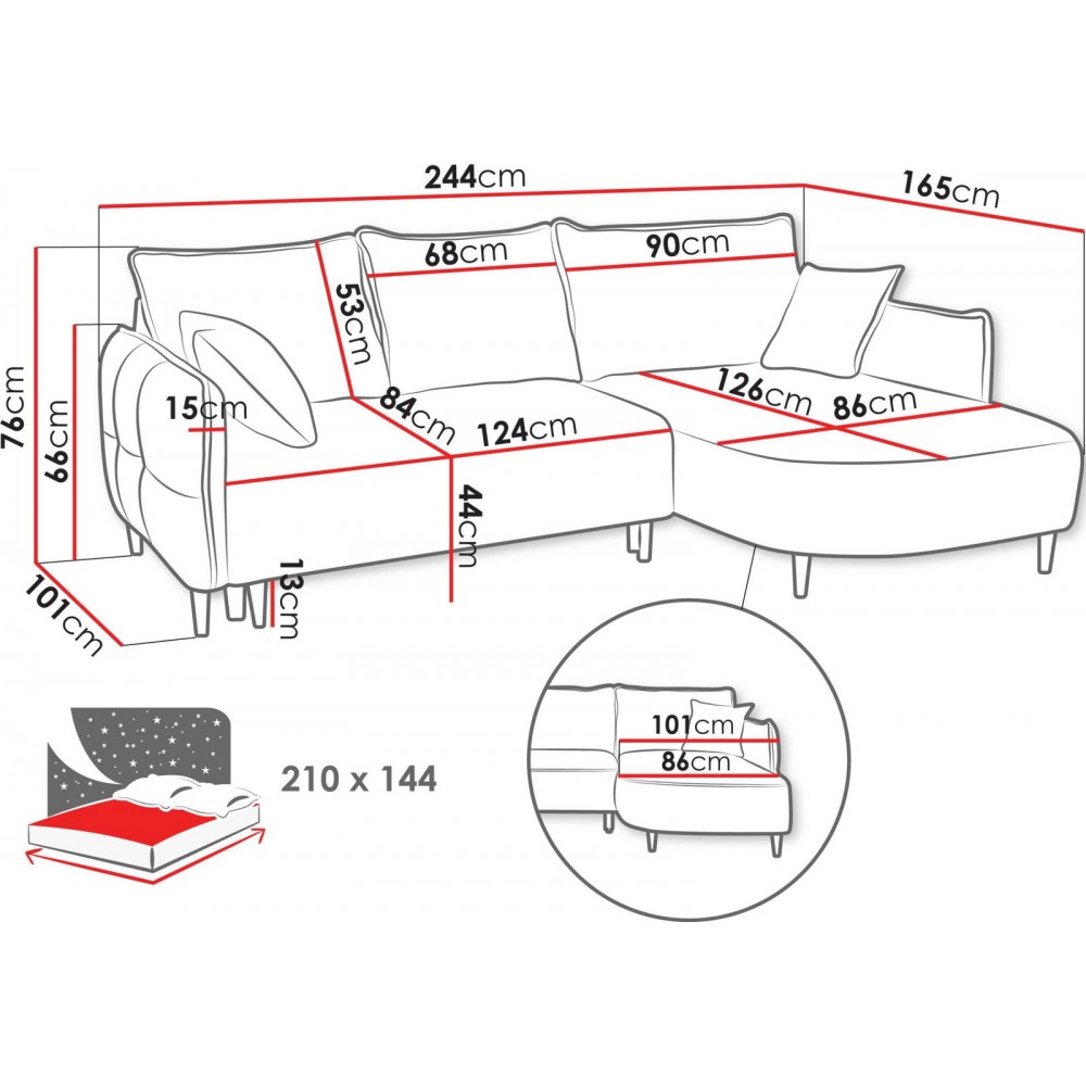 Γωνιακός καναπές Sycylia-Mple-Αριστερή