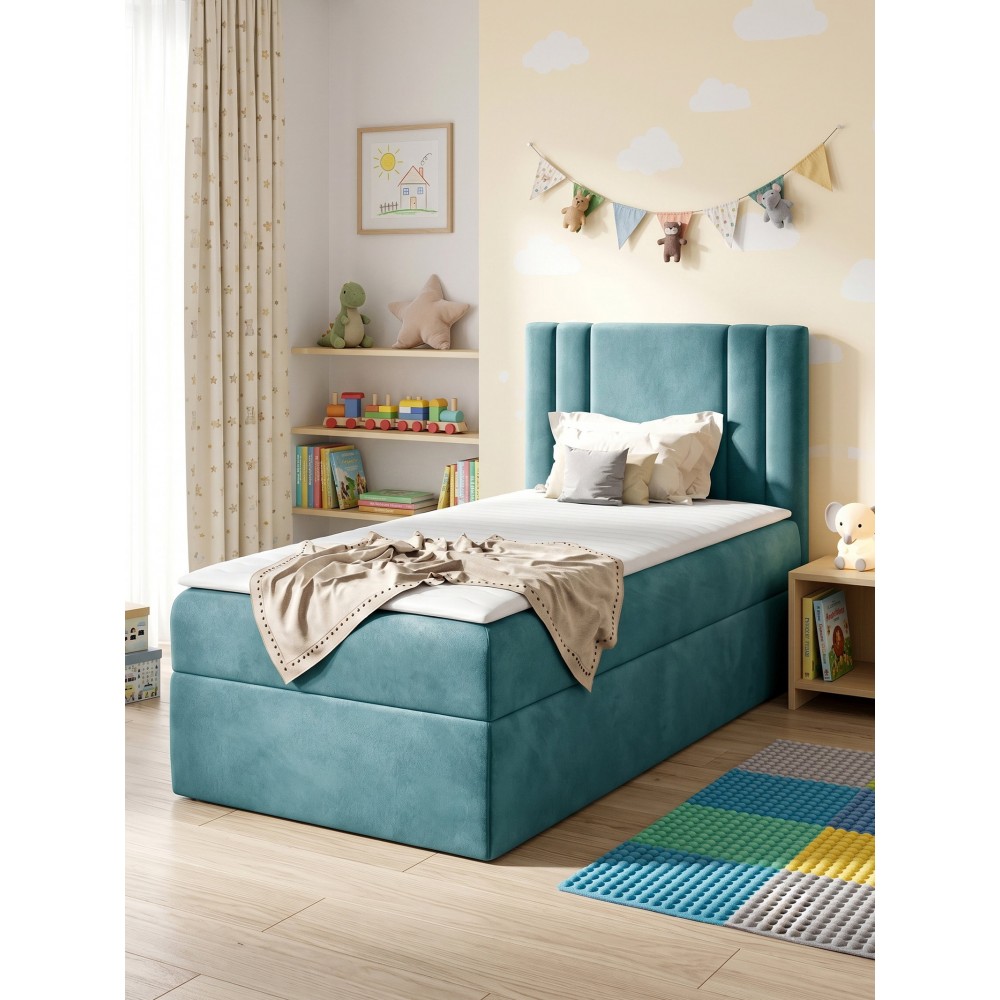 Επενδυμένο κρεβάτι Carmen Mini-Galazio-100 x 200-Aristera 104x208x103