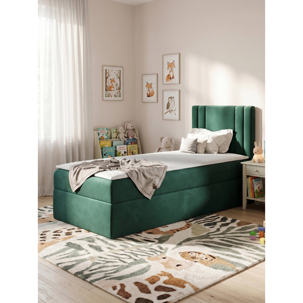 Επενδυμένο κρεβάτι Carmen Mini-Prasino-100 x 200-Deksia 104x208x103