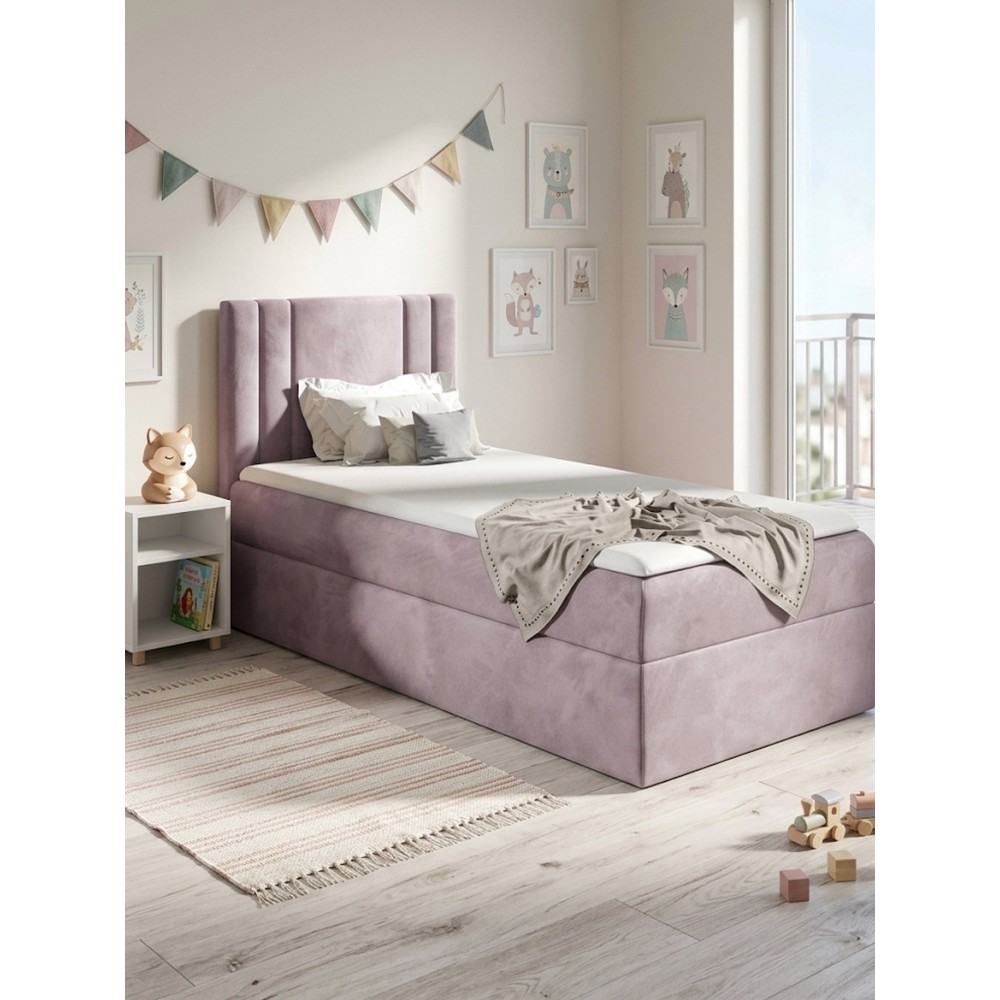 Επενδυμένο κρεβάτι Carmen Mini-Roz-100 x 200-Aristera 104x208x103