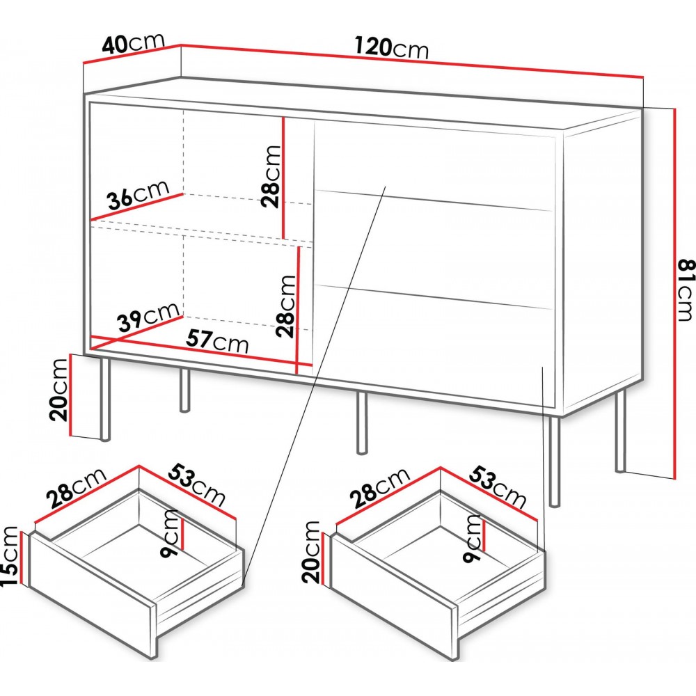 Συρταριέρα Cortina120-Drus-Mauro
