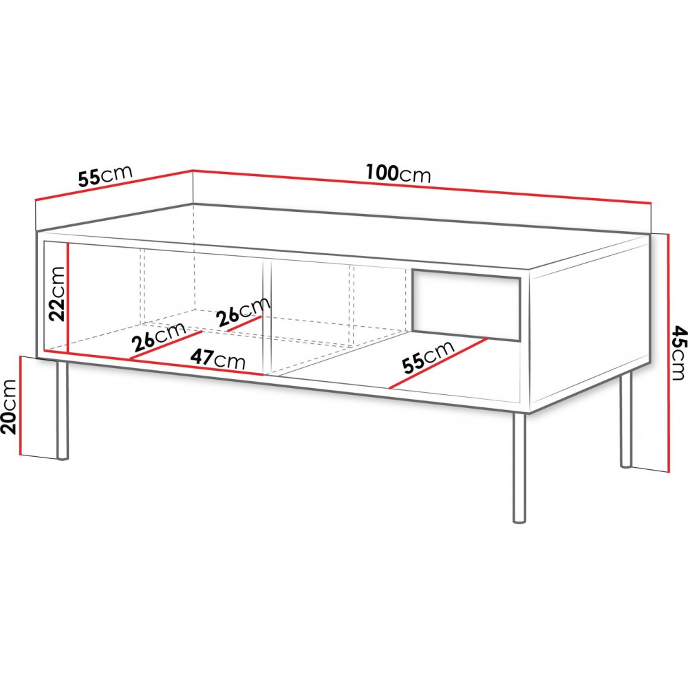 Τραπεζάκι σαλονιού Cortina 100x55x45