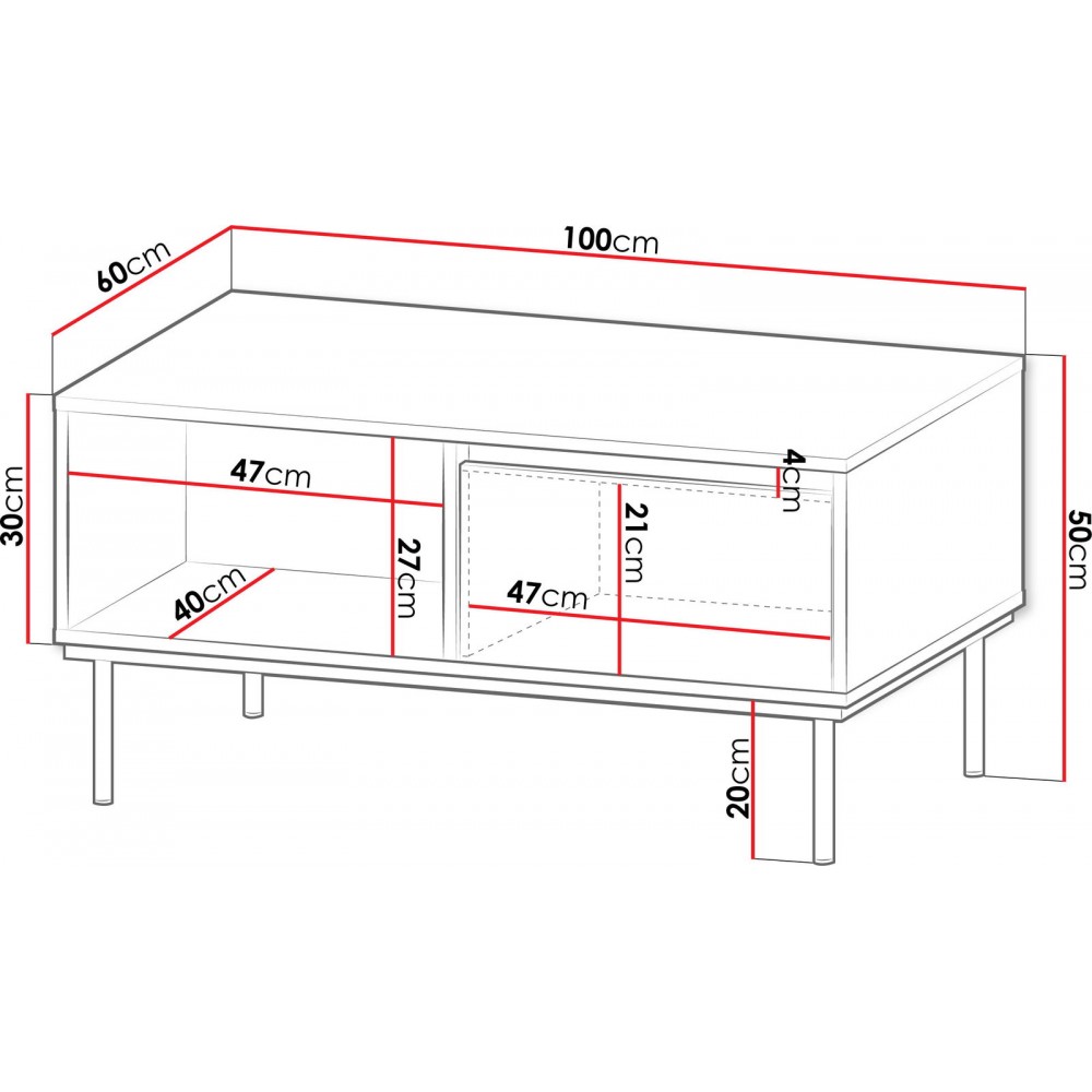 Τραπεζάκι σαλονιού Carmesi-Leuko-Xriso