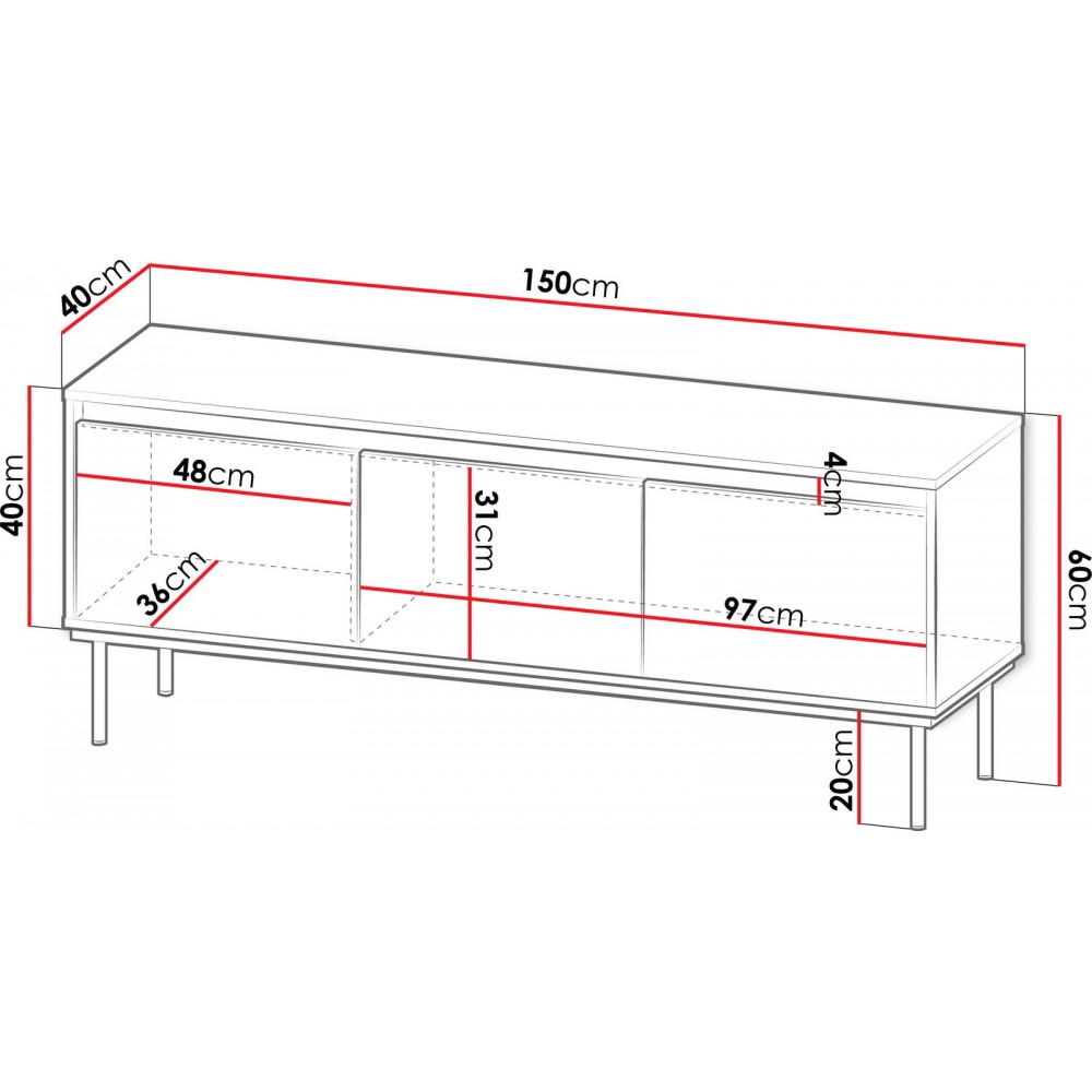 Έπιπλο τηλεόρασης Carmesi 3D-Leuko-Xriso