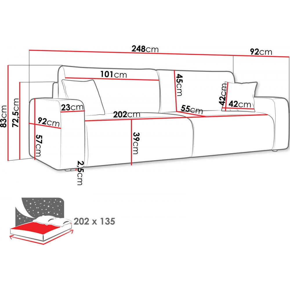 Καναπές κρεβάτι Piano-Mple Skouro