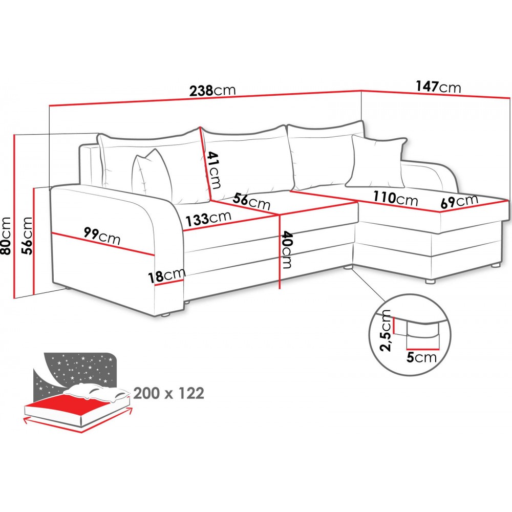 Γωνιακός καναπές Kris M