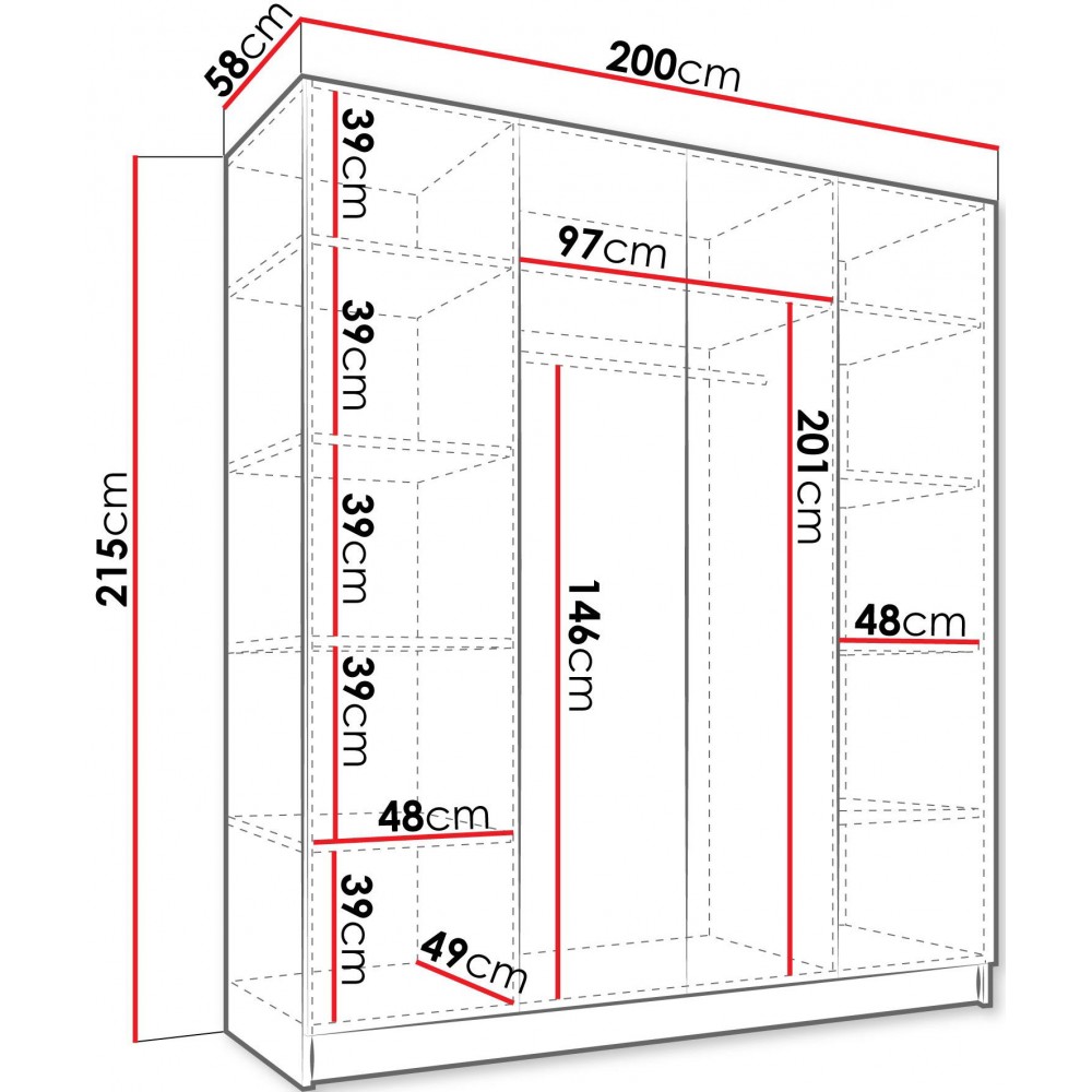 Ντουλάπα Santi III Τετράφυλλη-Leuko-Mauro