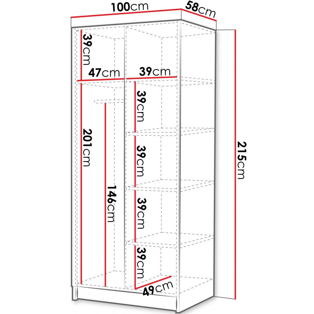 Ντουλάπα Bono Δύφυλλη-Gkri-Xryso