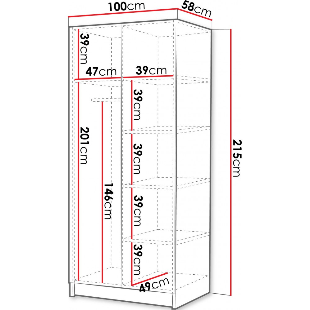 Ντουλάπα Bono II Δίφυλλη-Leuko-Xriso