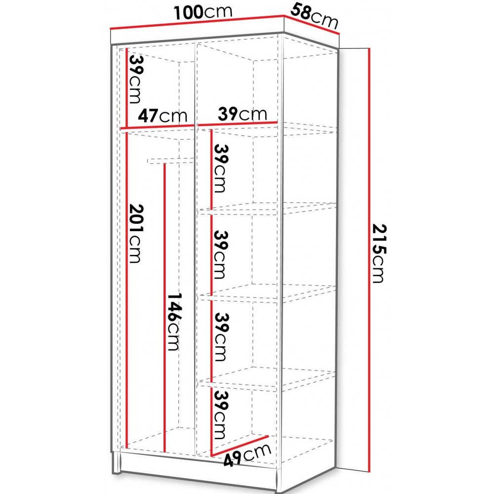 Ντουλάπα Bono III Δίφυλλη-Leuko-Xriso