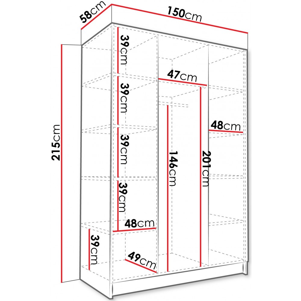 Ντουλάπα Calia I Τρίφυλλη-Leuko-Mauro