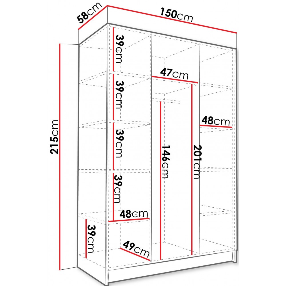 Ντουλάπα Calia II Τρίφυλλη-Leuko-Mauro