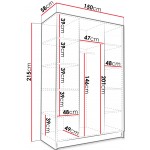 Ντουλάπα Calia II Τρίφυλλη-Leuko-Mauro