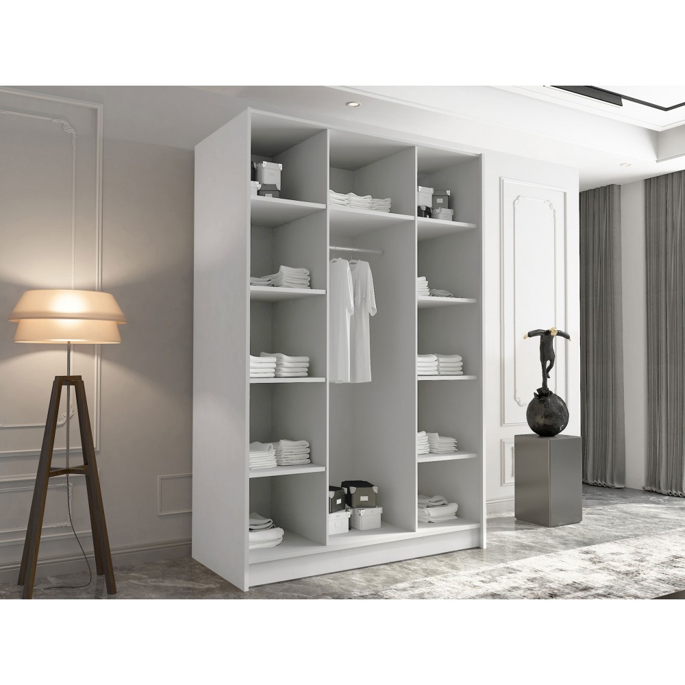 Ντουλάπα Calia II Τρίφυλλη-Leuko-Mauro