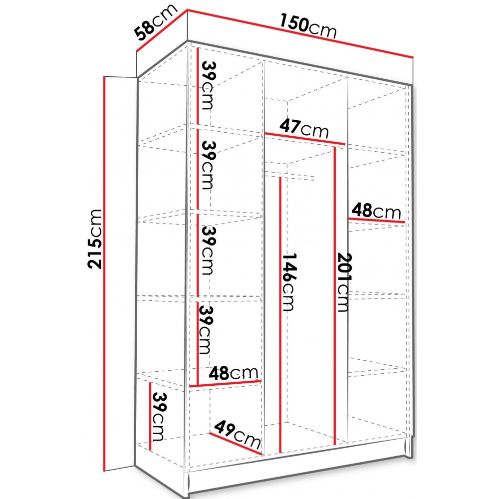 Ντουλάπα Calia II Τρίφυλλη-Mauro-Xriso