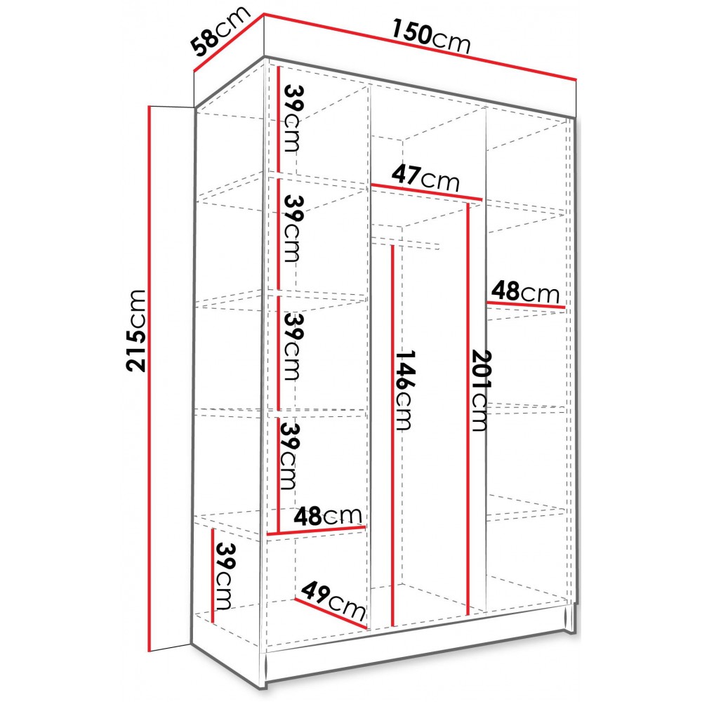 Ντουλάπα Calia III Τρίφυλλη-Gkri-Mauro