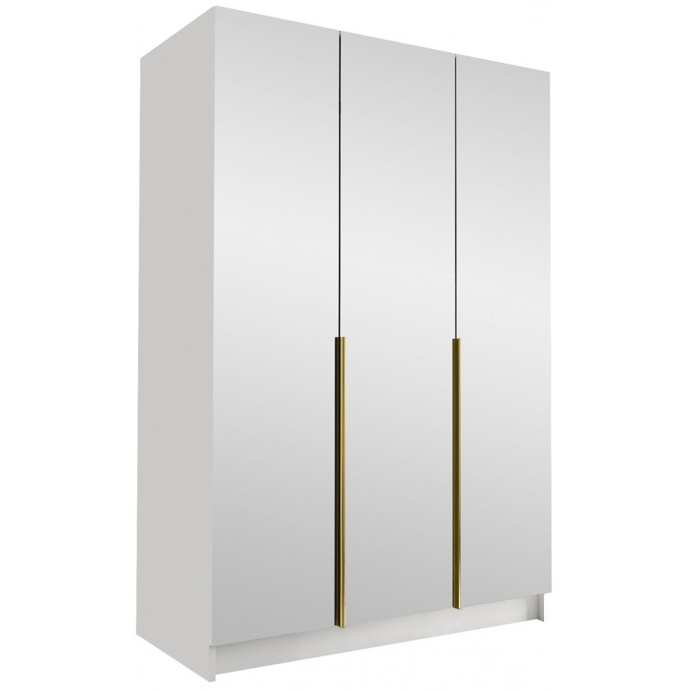 Ντουλάπα Calia III Τρίφυλλη-Leuko-Xriso