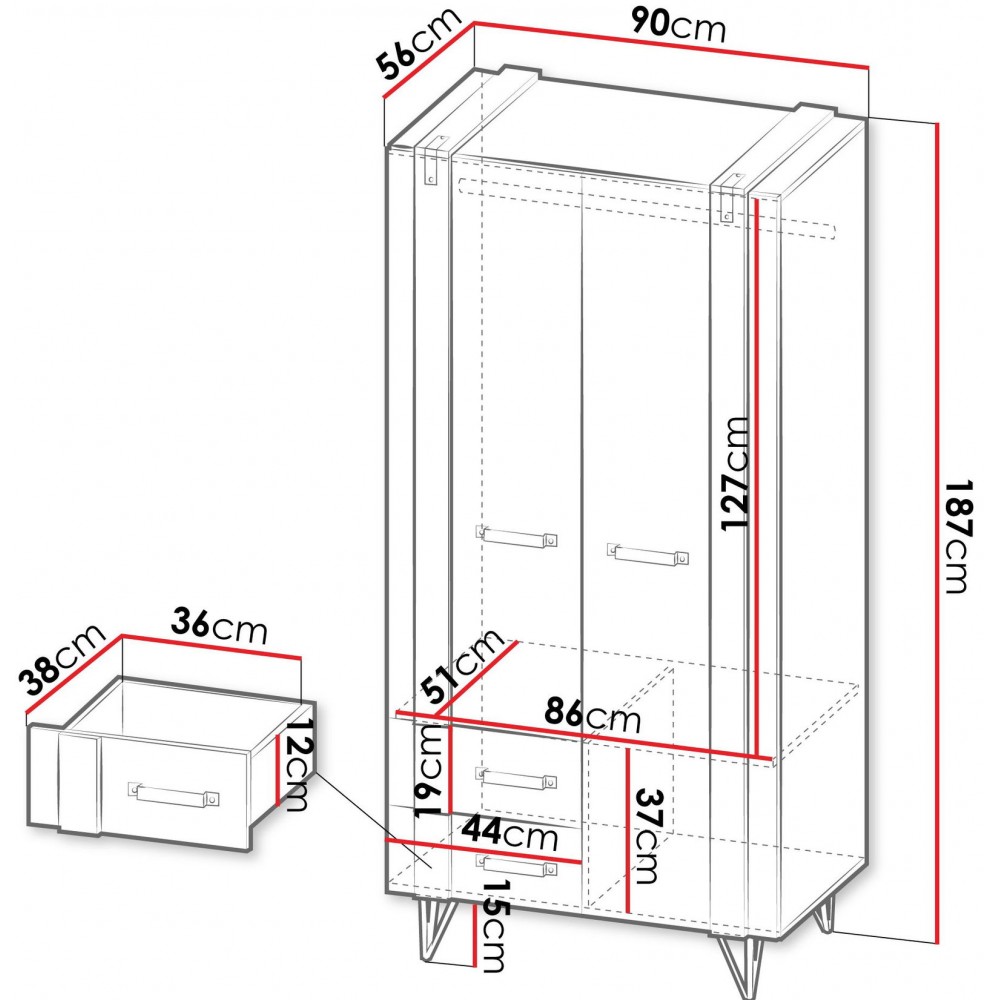 Ντουλάπα Lofter Δίφυλλη