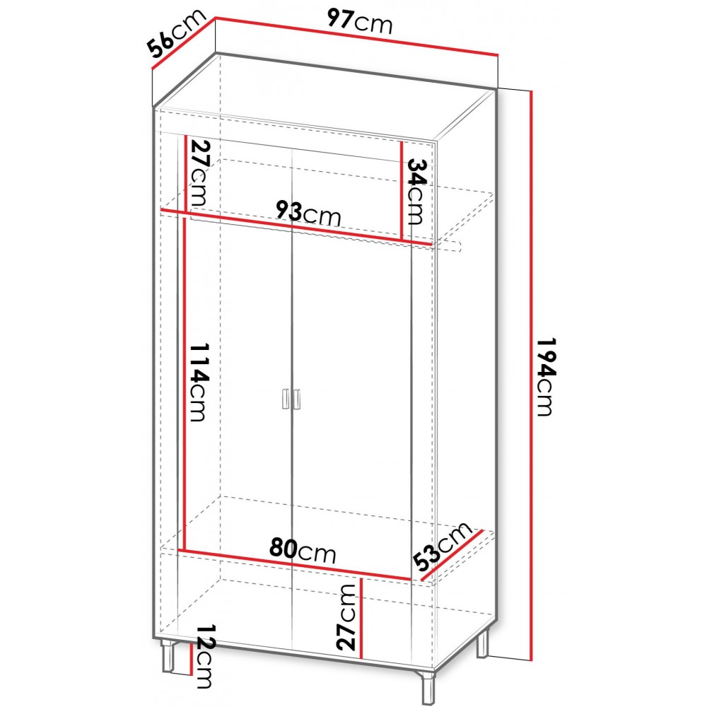 Ντουλάπα Mossa Δίφυλλη-Leuko