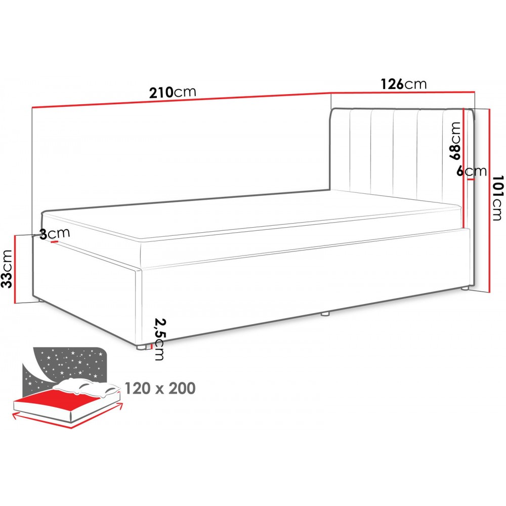 Επενδυμένο Kρεβάτι Mossa-Mpez-120 x 200