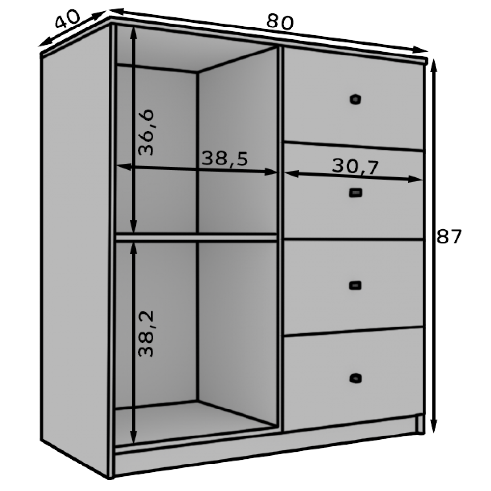 Συρταριέρα Liva 80x40x87