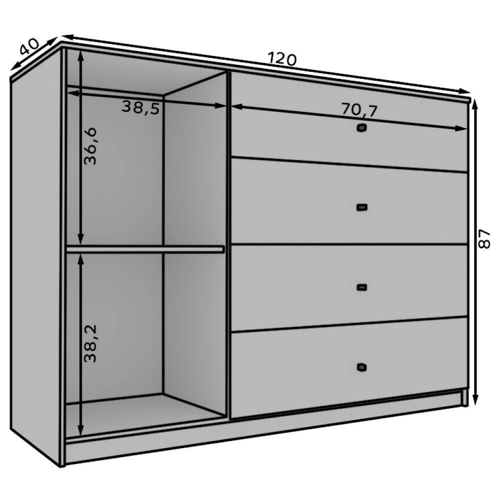 Συρταριέρα Liva plus 120x40x87