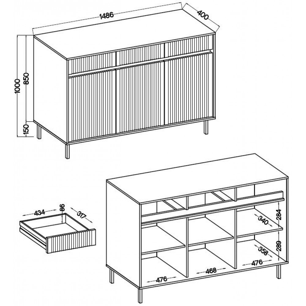 Μπουφές Ohana II Plus-Kafe 148.5x40x100